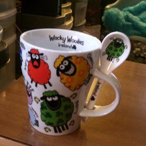 wacky woolies mug with spoon.